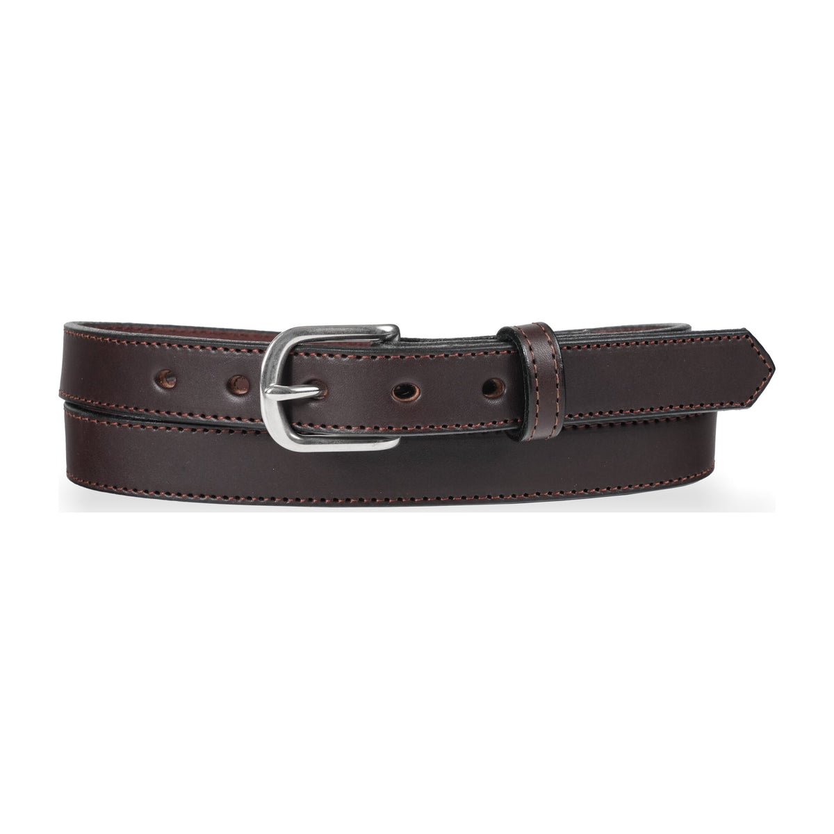1" Stitched Harness Leather Belt — Dark Brown — YourTack