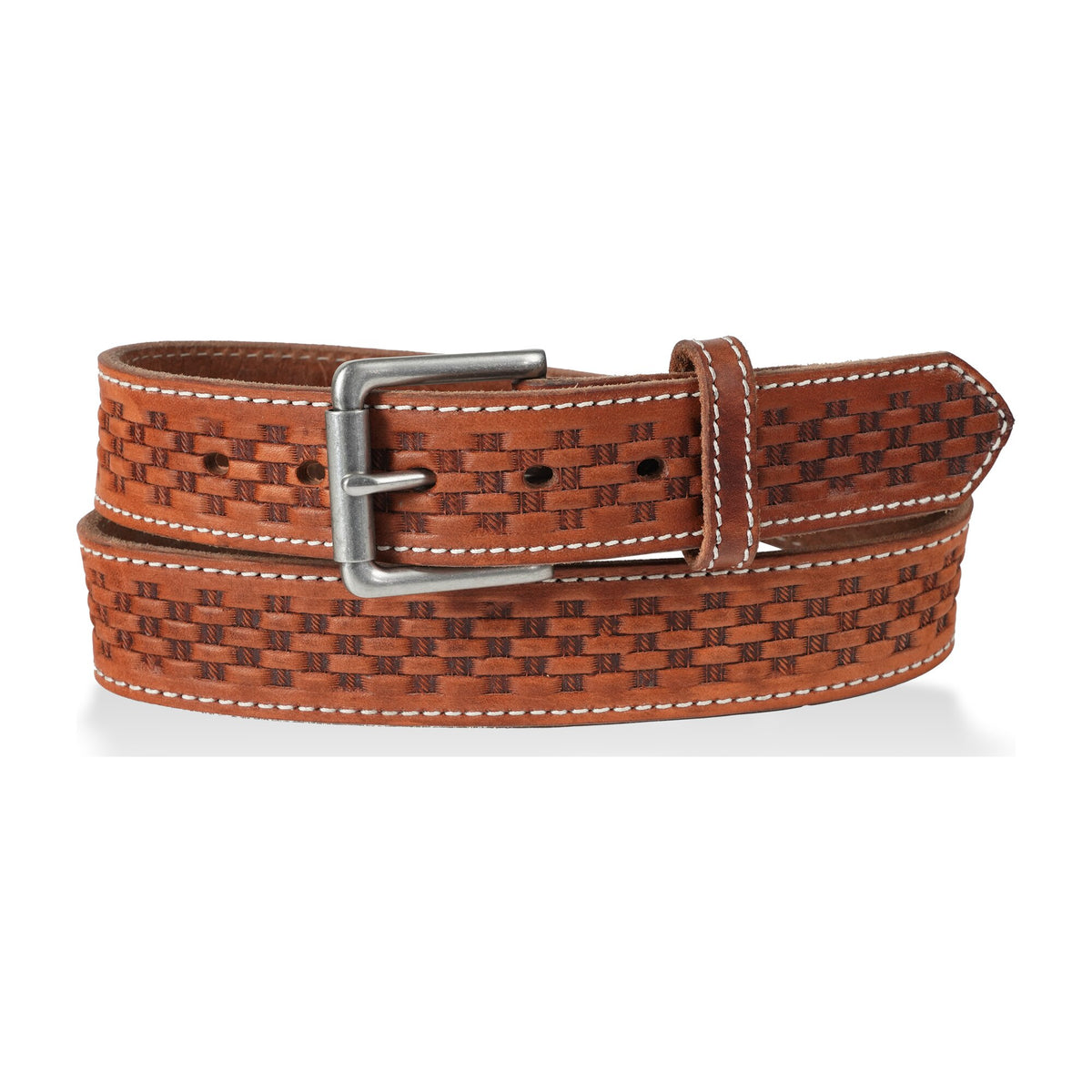 1 1/2" Men's Basketweave Oiled & Waxed Embossed Work Belt — Sedona Hot Dipped — YourTack