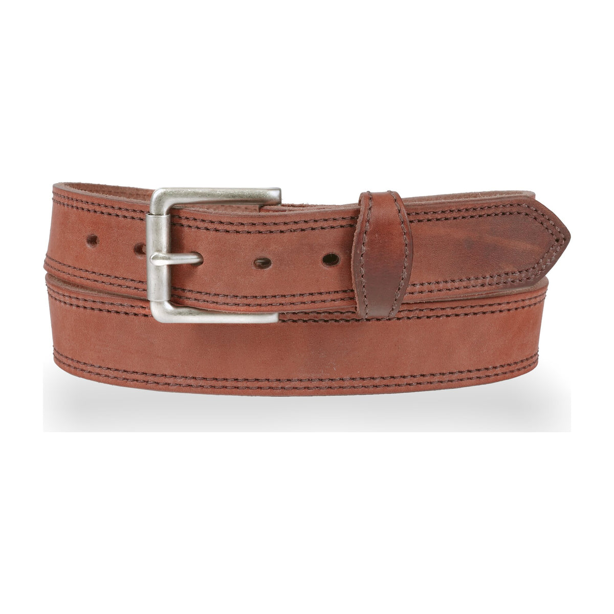 1 1/2" Double Stitched Men's Harness Leather Work Belt — Sedona w/Brown Stitch — YourTack