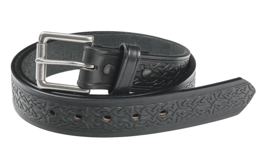1 1/2" Celtic Embossed Heavy Harness Leather Belt - YourTack