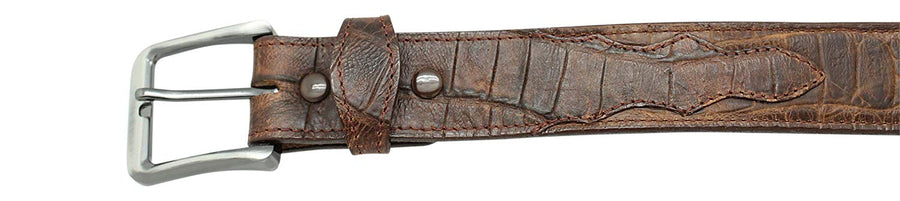 Alligator Embossed Leather Dress Belt w/ Tabs - YourTack