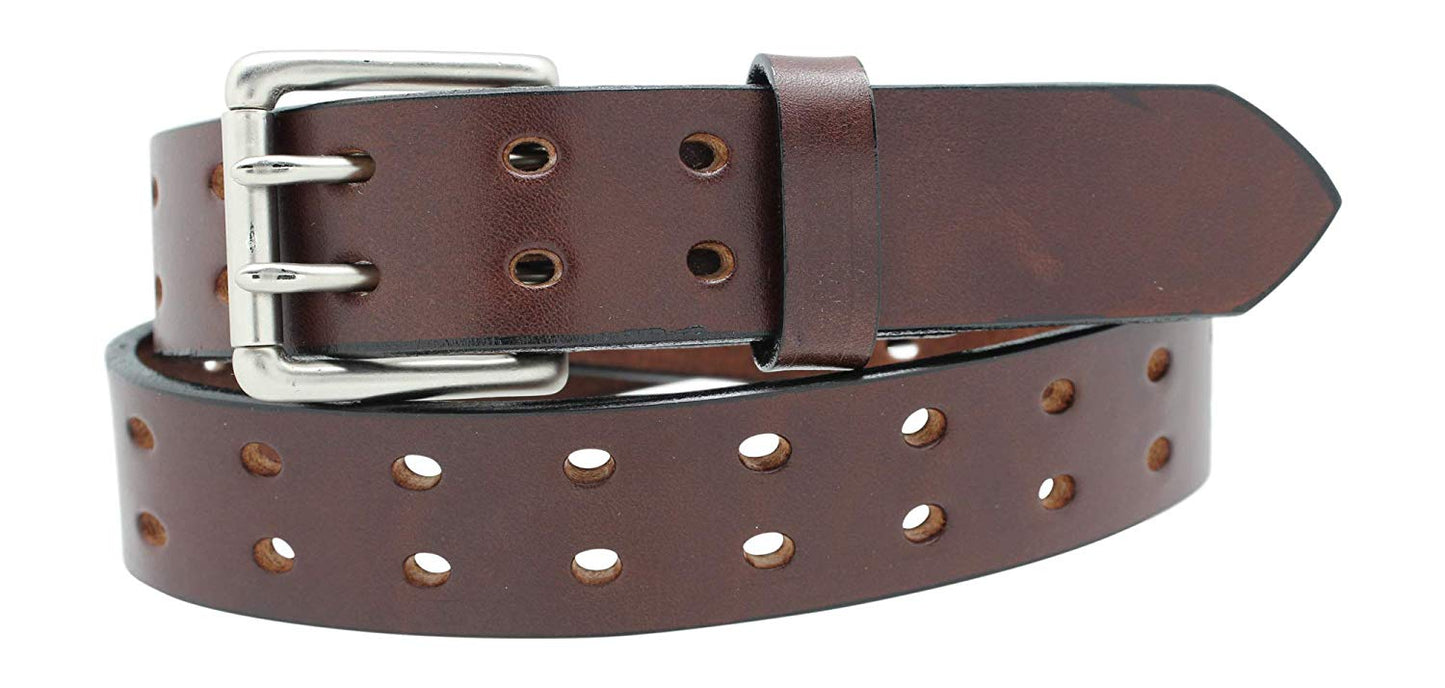 1 1/2" Double Prong Double Holes, Full Grain Leather Belt - YourTack