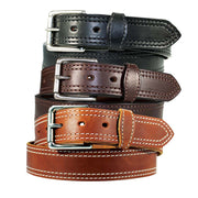 1 1/2" Double Stitched Men's Harness Leather Work Belt - YourTack