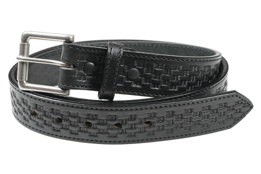 1 1/2" Men's Basketweave Oiled & Waxed Embossed Work Belt - YourTack