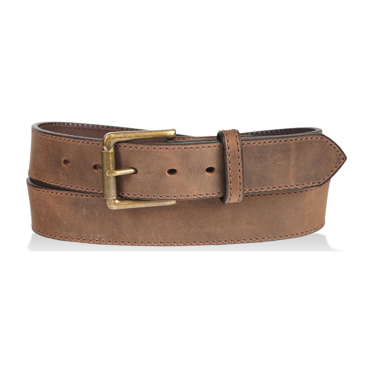 1 1/2" Distressed Stitched Belt — Distressed Brown — YourTack