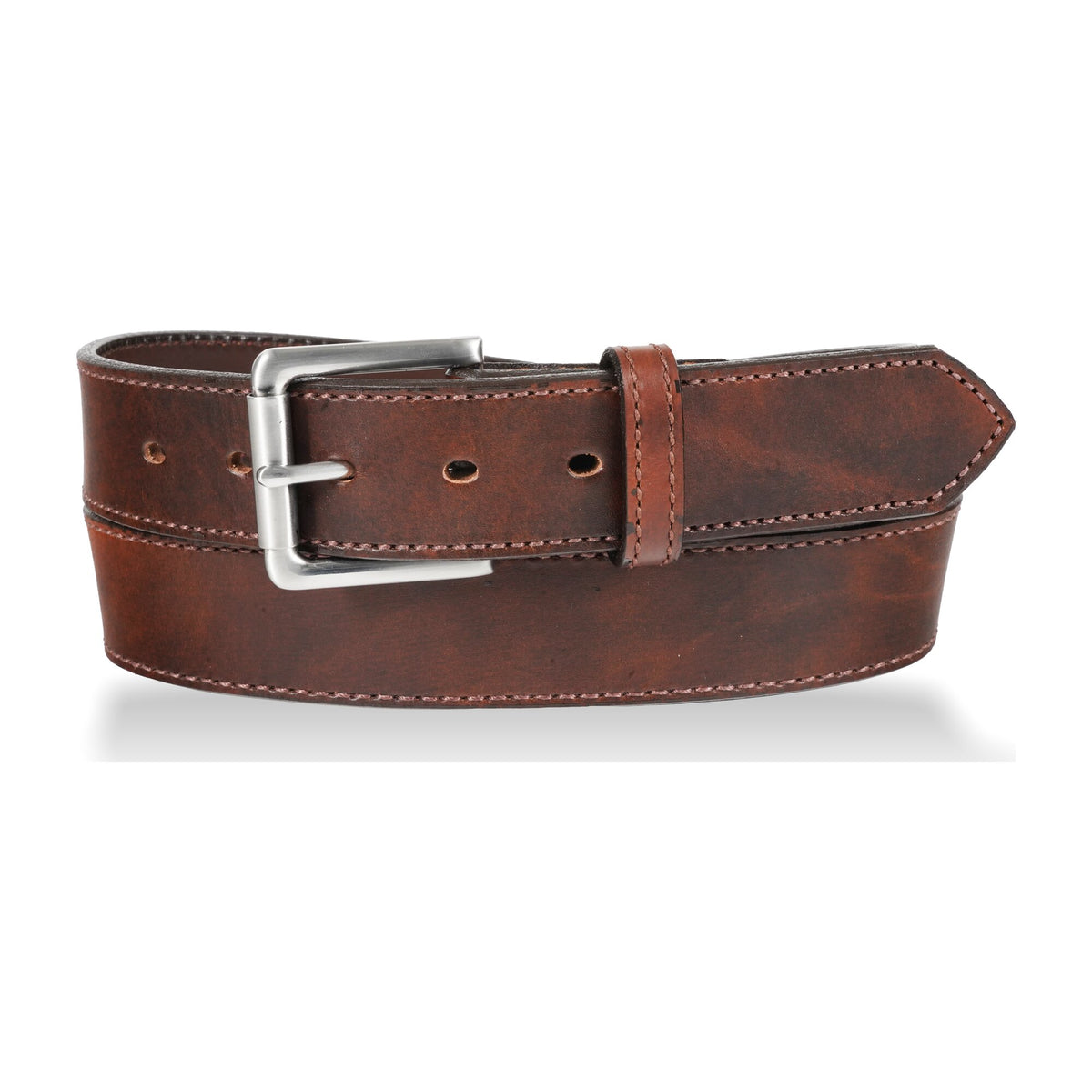 1 1/2" Distressed Stitched Belt — Dark Brown — YourTack