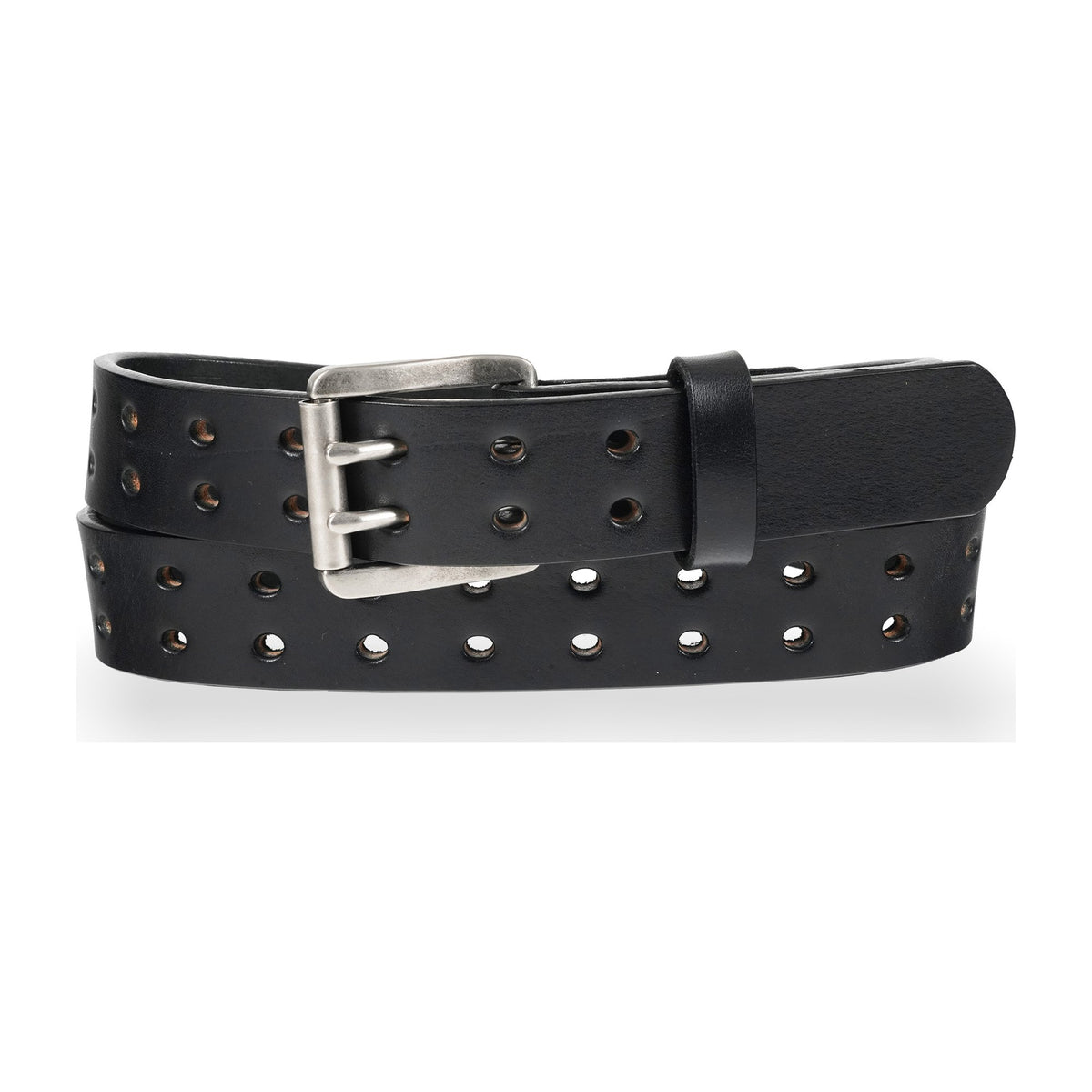 1 1/2" Double Prong Double Holes, Full Grain Leather Belt — Black — YourTack