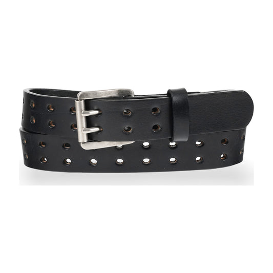 1 1/2" Double Prong Double Holes, Full Grain Leather Belt — Black — YourTack