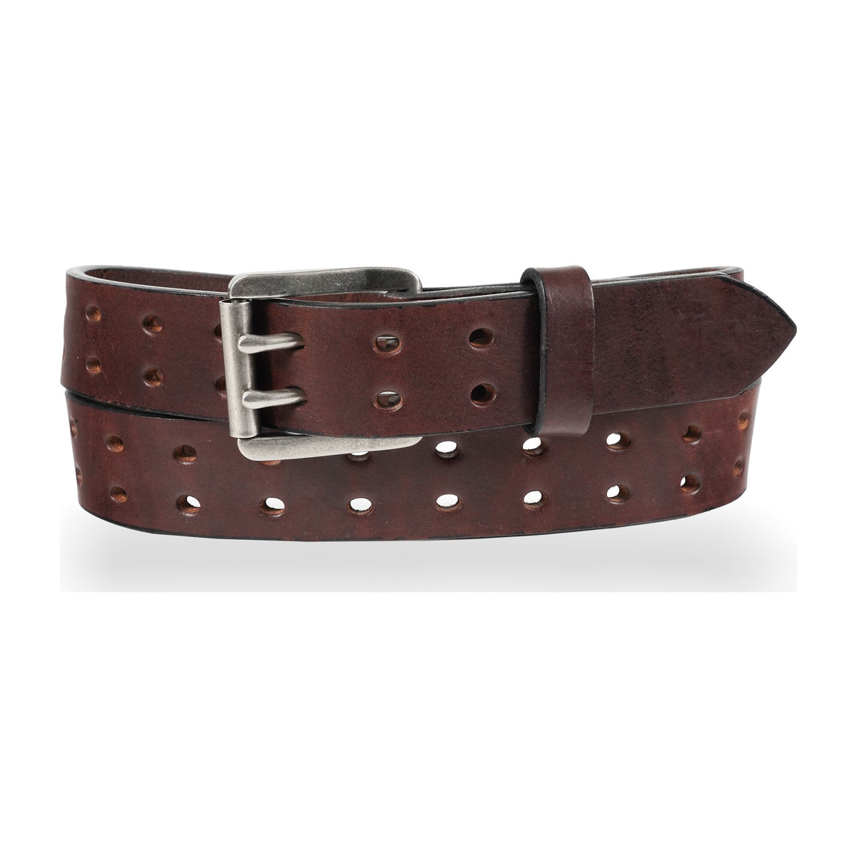 1 1/2" Double Prong Double Holes, Full Grain Leather Belt — Dark Brown — YourTack
