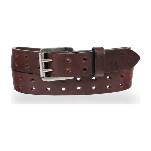 1 1/2" Double Prong Double Holes, Full Grain Leather Belt — Dark Brown — YourTack