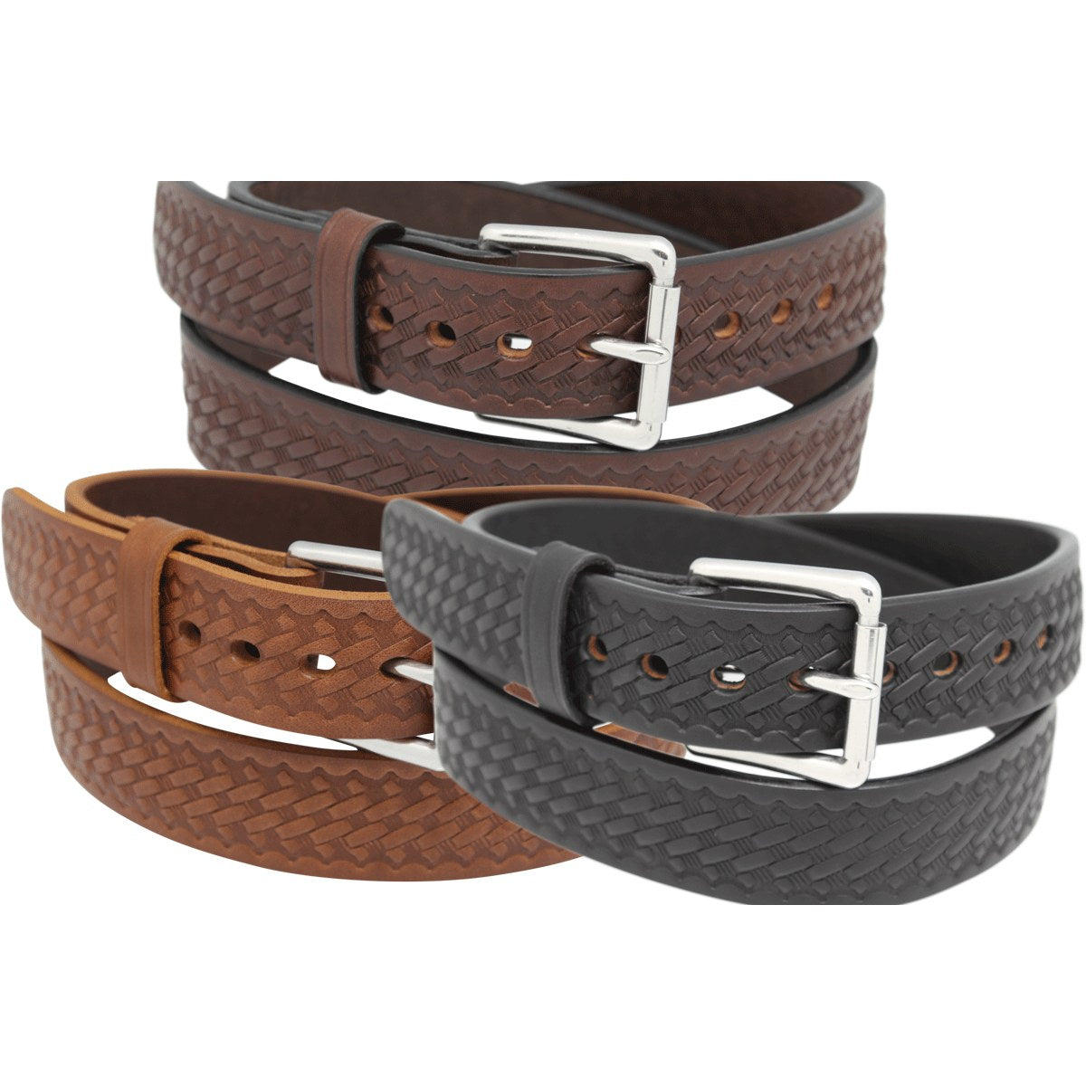 1 1/2" Basketweave Gun Belt — Black, Medium Brown, Dark Brown — YourTack