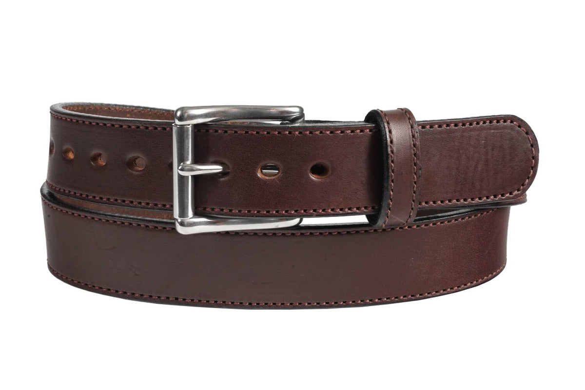 1 1/2" Stitched Gun Belt — Dark Brown