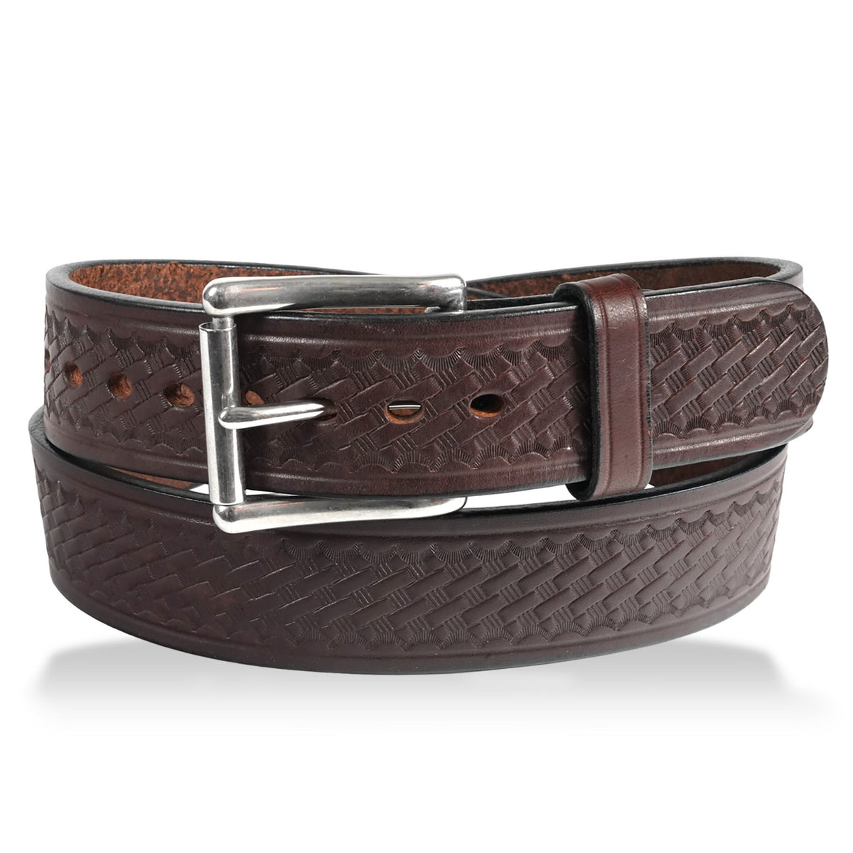 1 3/4" Basketweave Gun Belt — Dark Brown