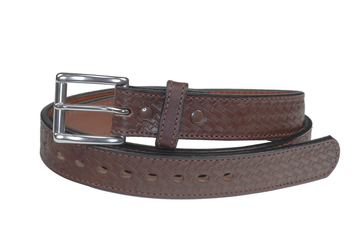 1 1/2" Embossed Steel Core Gun Belt — Dark Brown — YourTack
