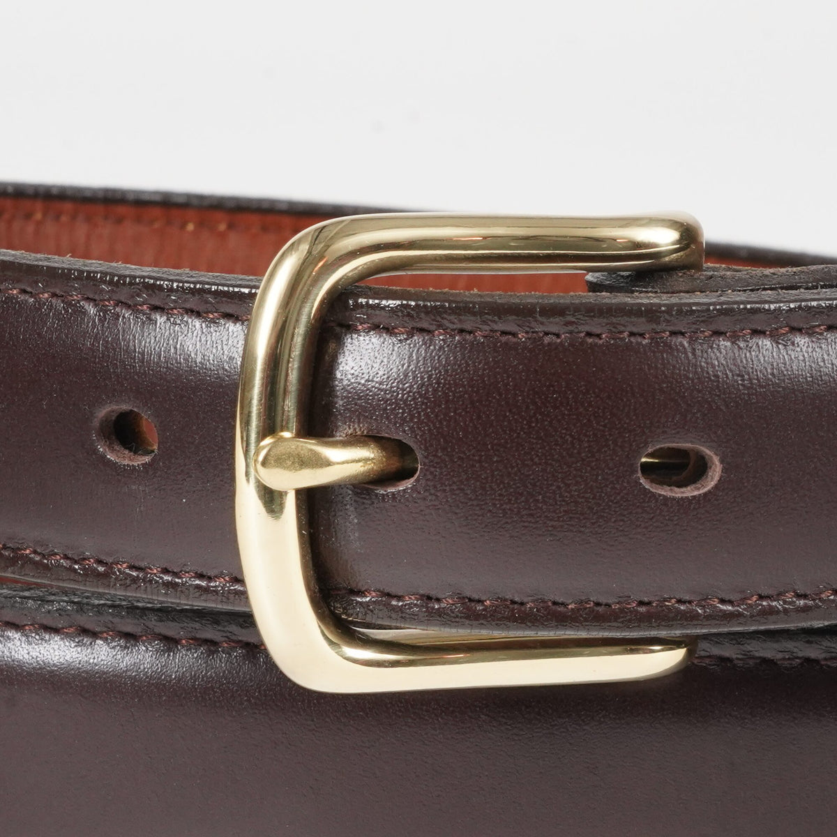 Brooklyn — 1.25" Feathered Edge Dress Belt — Dark Brown — YourTack — close-up