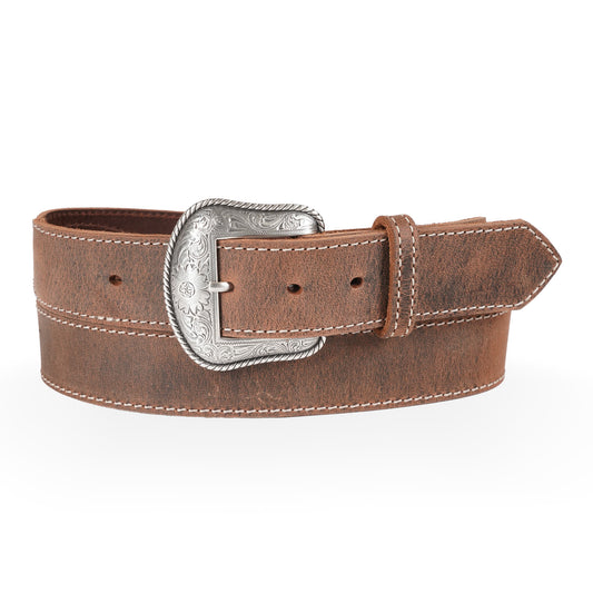 West Yellowstone 1.5" flexible casual belt with scallop — Distressed Brown