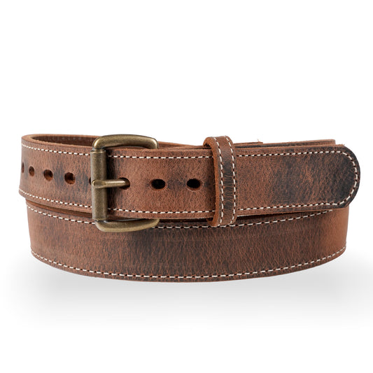 Deadwood 1.5" heavy duty steel core gun belt — Distressed Brown