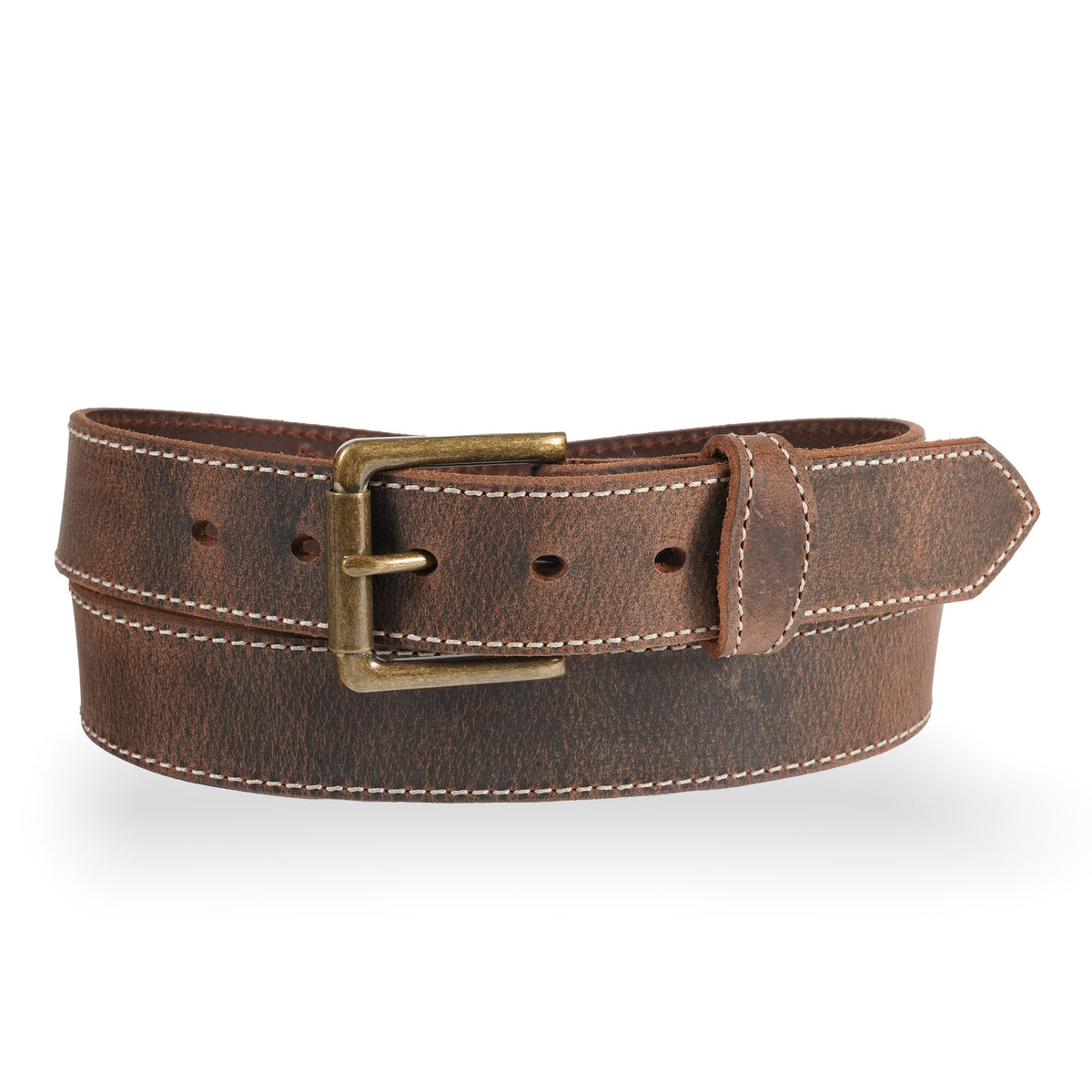 Spencer 1.5" Distressed Western Belt w/ Concho — Distressed Brown