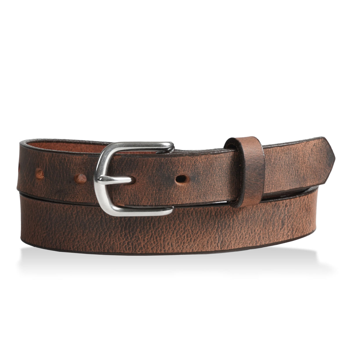 Umstead 1" classic smooth youth belt — Distressed Brown