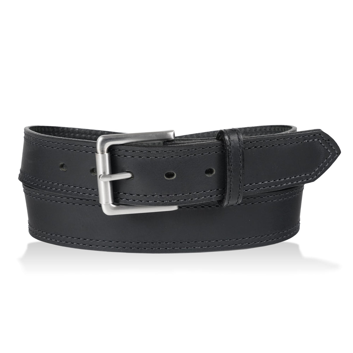 Mason 1.5" double stitched work belt — Black, tonal dark stitching