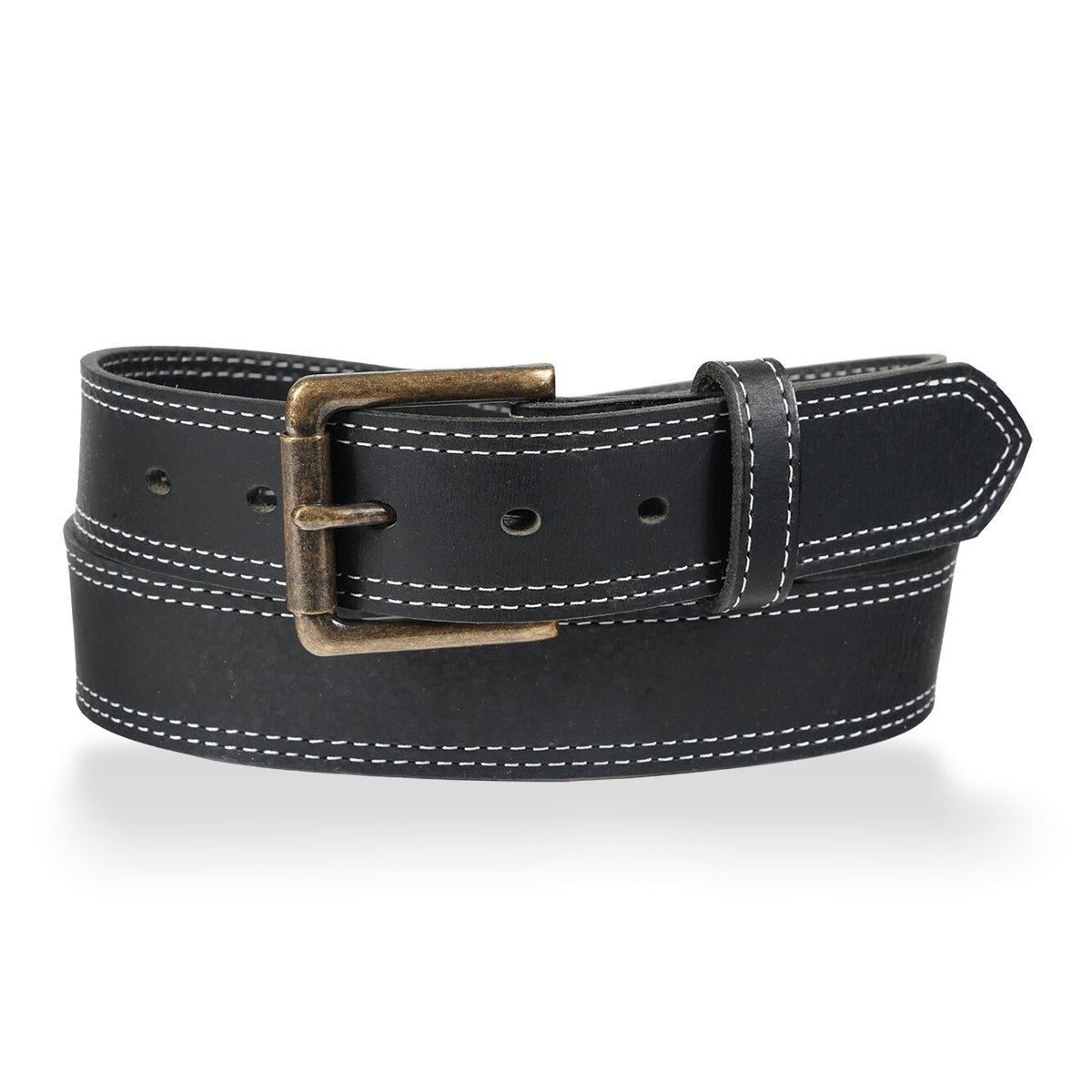 Franklin 1.5" white double stitched work belt — Black