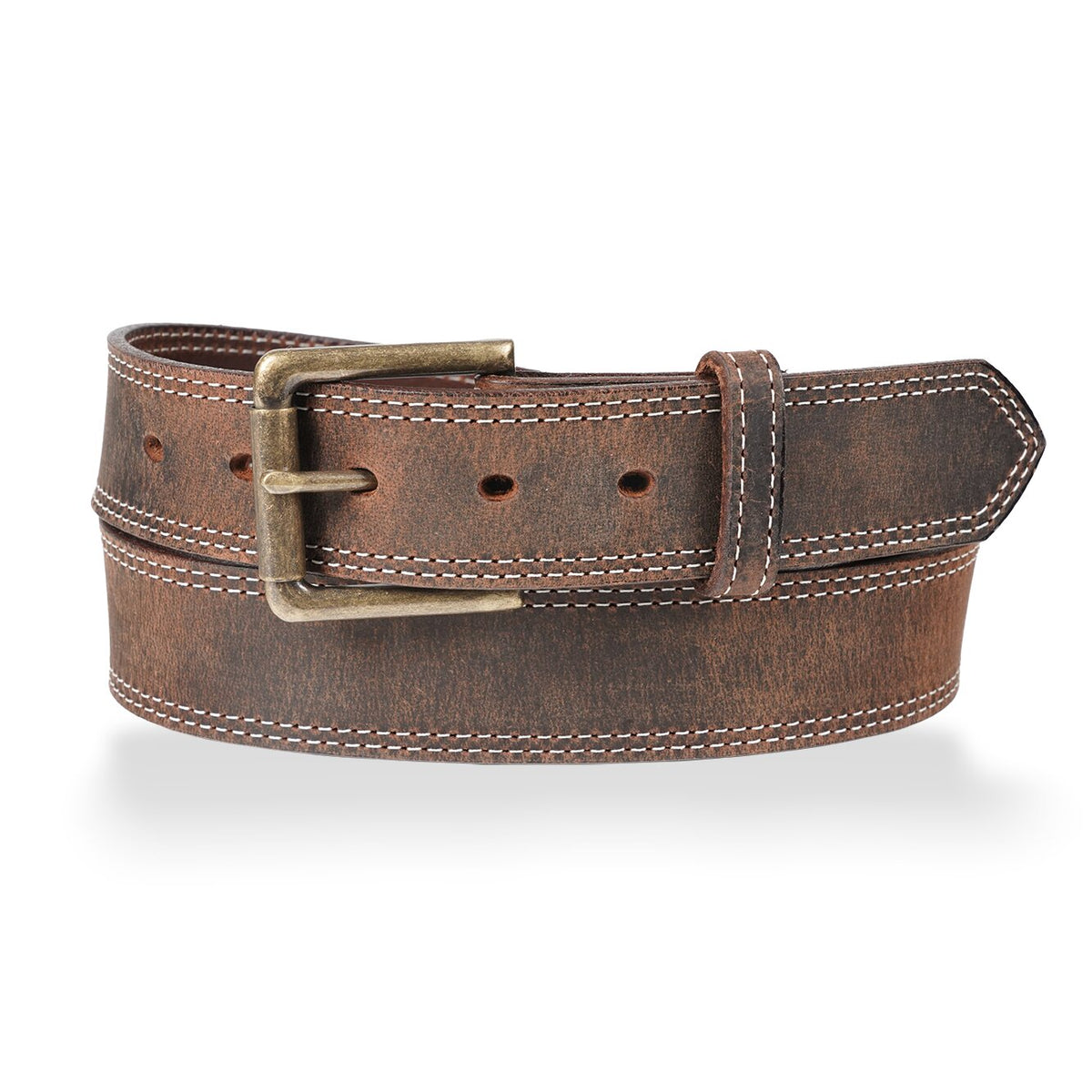 Franklin 1.5" white double stitched work belt — Distressed Brown