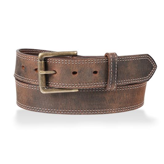 Franklin — 1.5" White Double Stitched Work Belt — Distressed Brown — YourTack