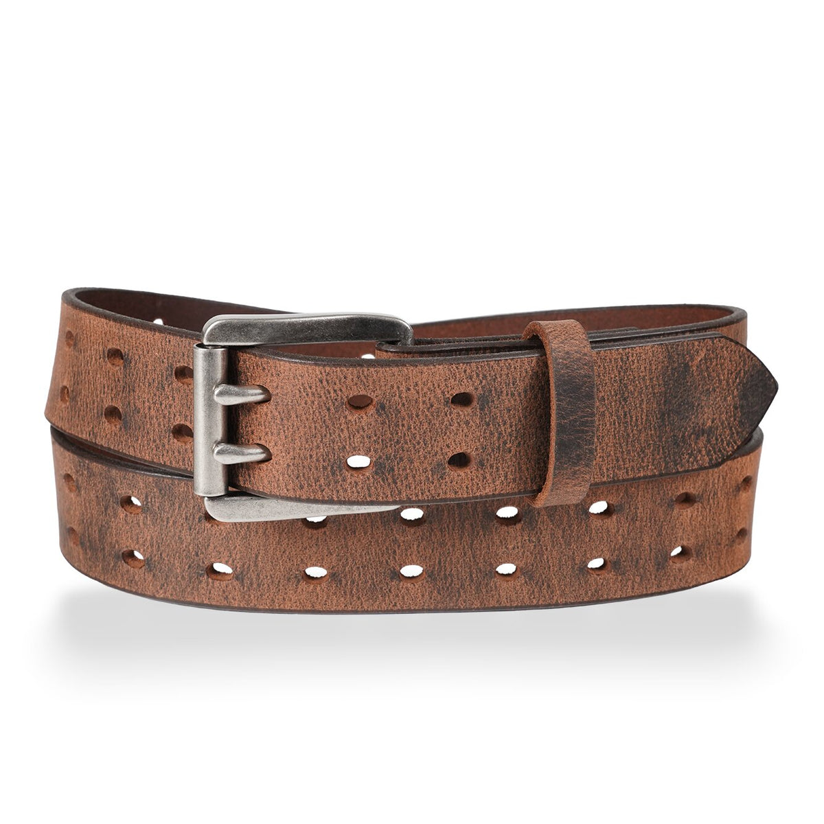 Rebel 1.5" double prong work belt — Distressed Brown