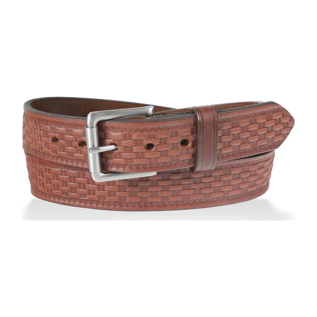 Frisco — 1.5" Heavy Duty Basketweave Work Belt - Medium Brown