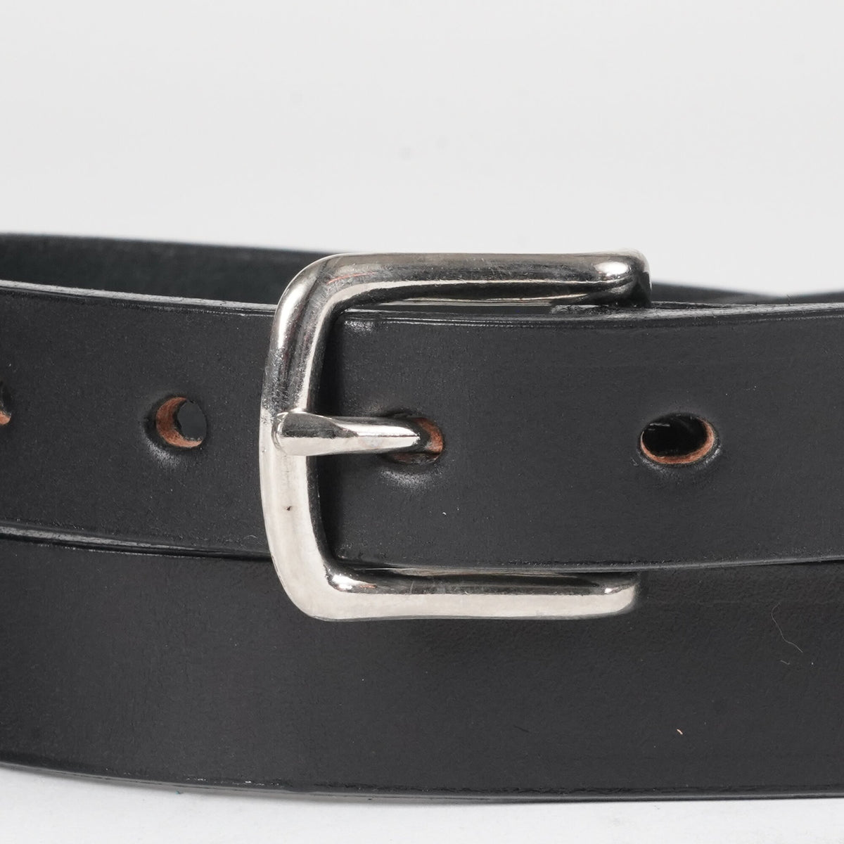 1" Plain Smooth Leather Dress Belt — Black — YourTack — close-up