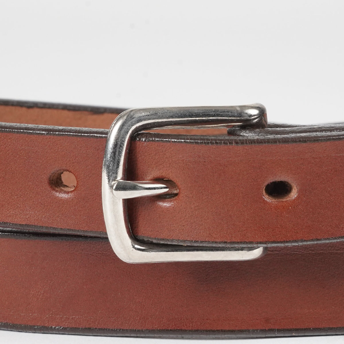 1" Plain Smooth Leather Dress Belt — Medium Brown — YourTack — close-up