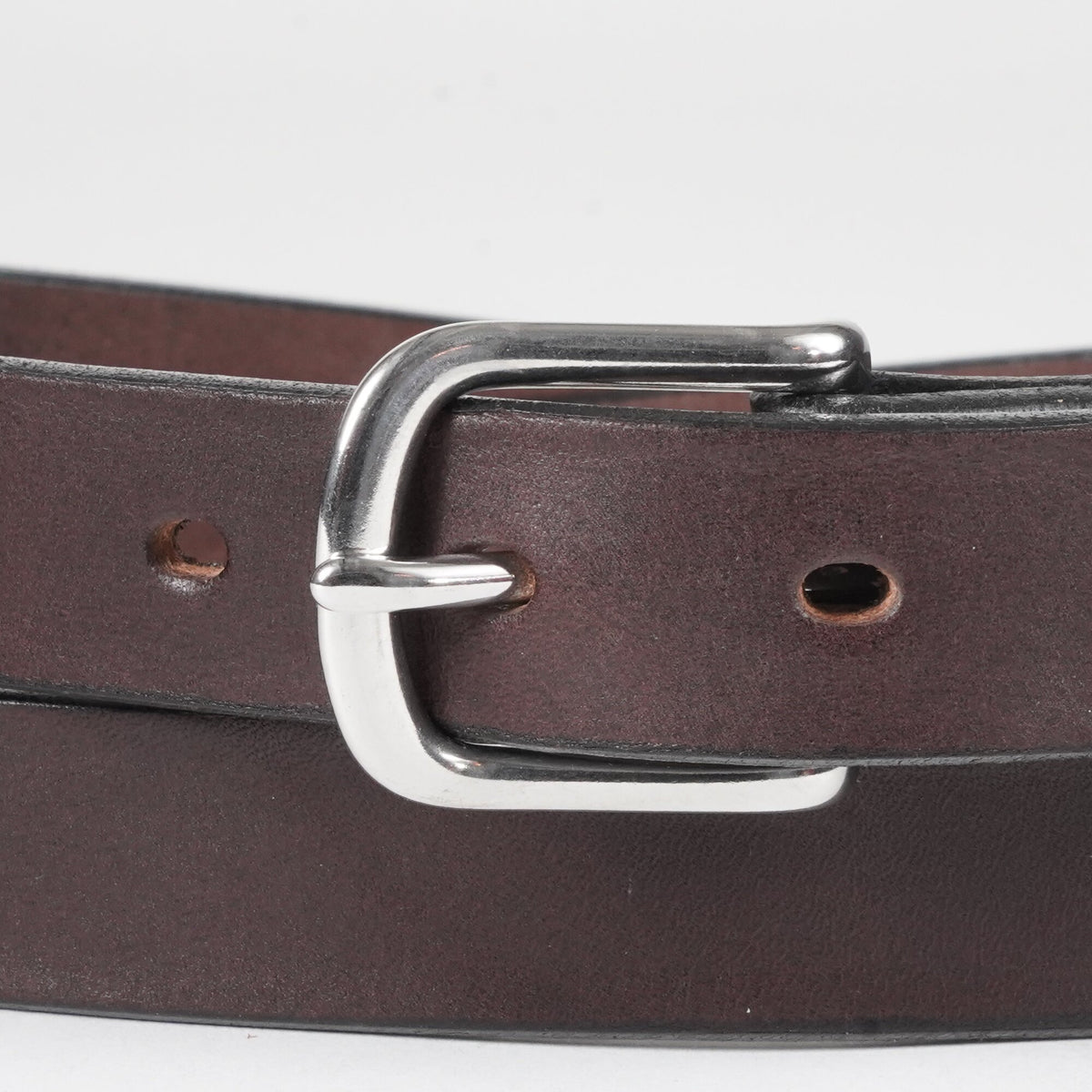 1" Plain Smooth Leather Dress Belt — Dark Brown — YourTack — close-up