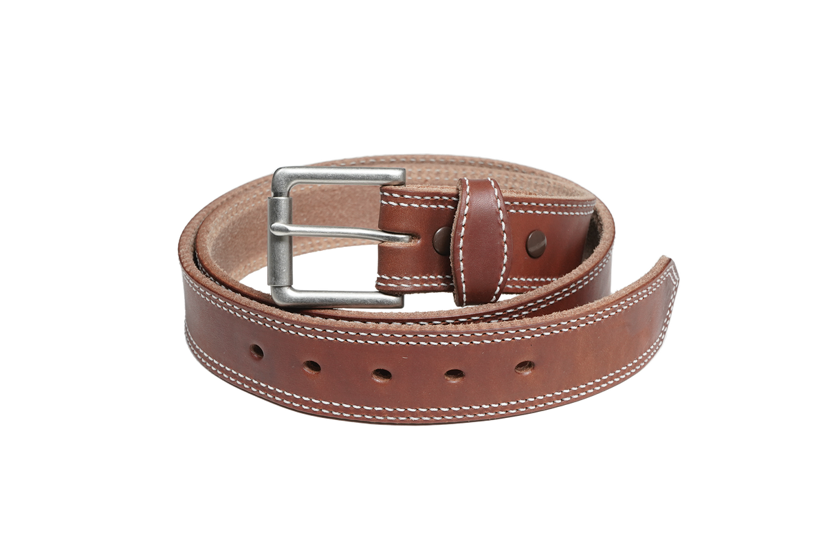 1 1/2" Double Stitched Men's Harness Leather Work Belt — Sedona Hot Dip — YourTack