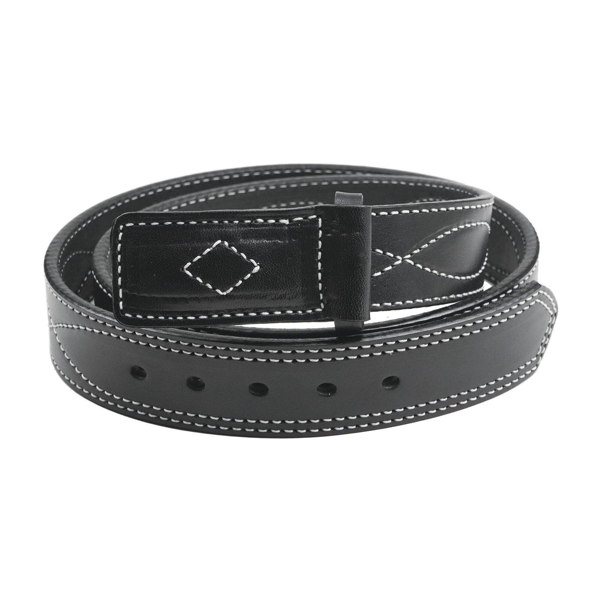 1 1/2" Figure 8 Stitching Men's Mechanics Style Leather Belt — Black — YourTack