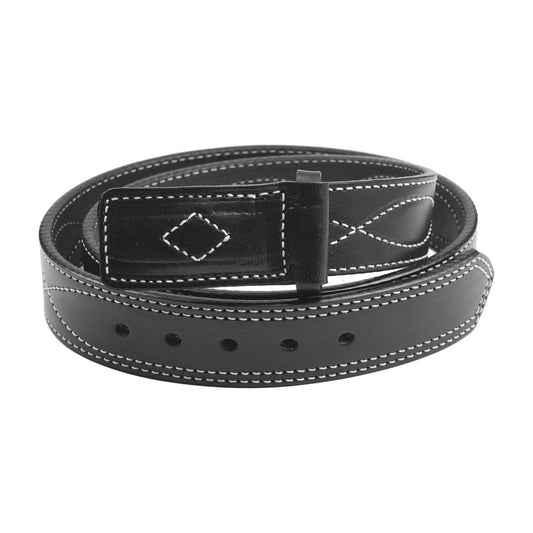 1 1/2" Figure 8 Stitching Men's Mechanics Style Leather Belt — Black — YourTack