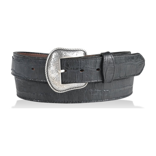 1.5" Gator Scalloped Overlay Belt — West Port Leon - Black