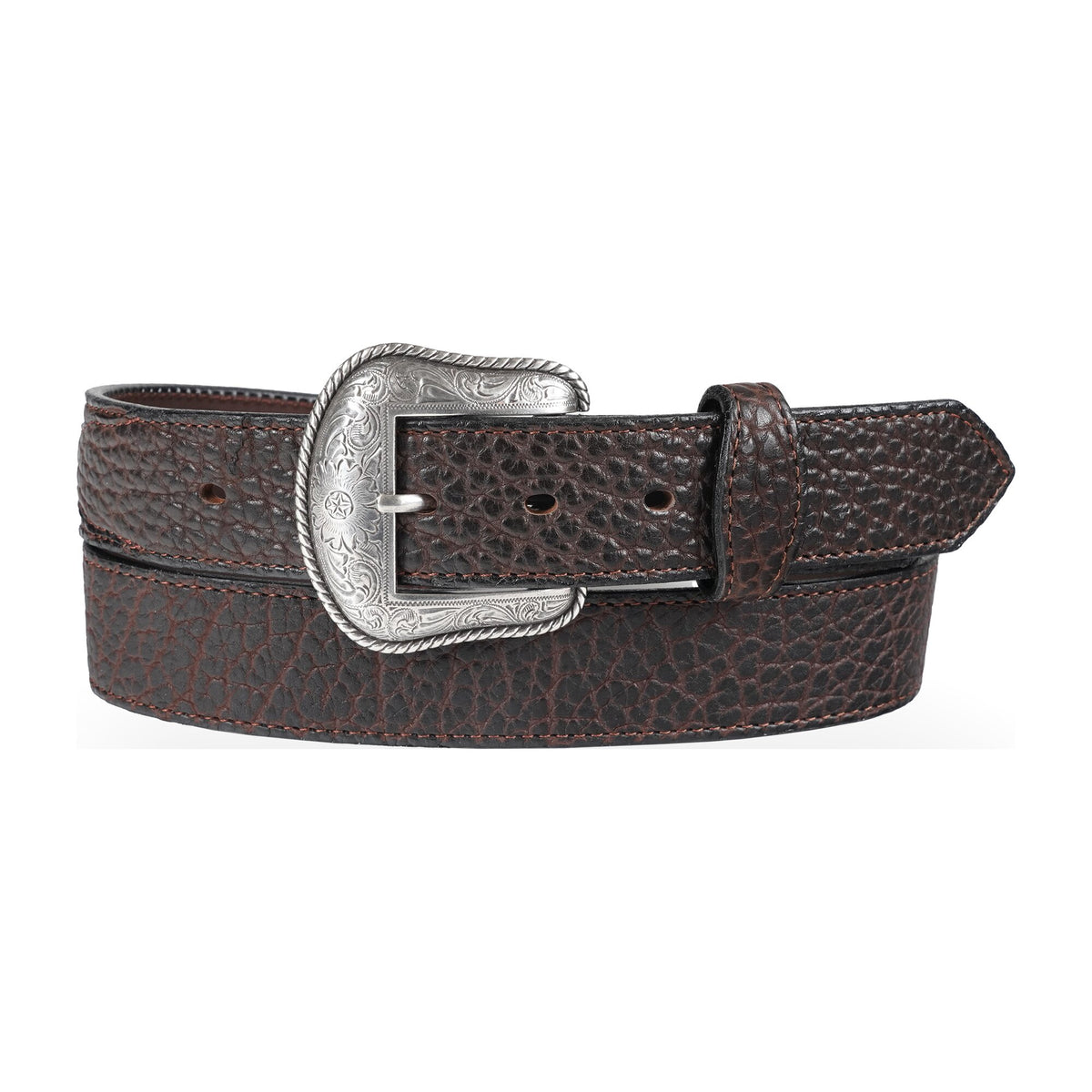 1.5" Bison Scalloped Overlay Belt — West Richland - Dark Brown