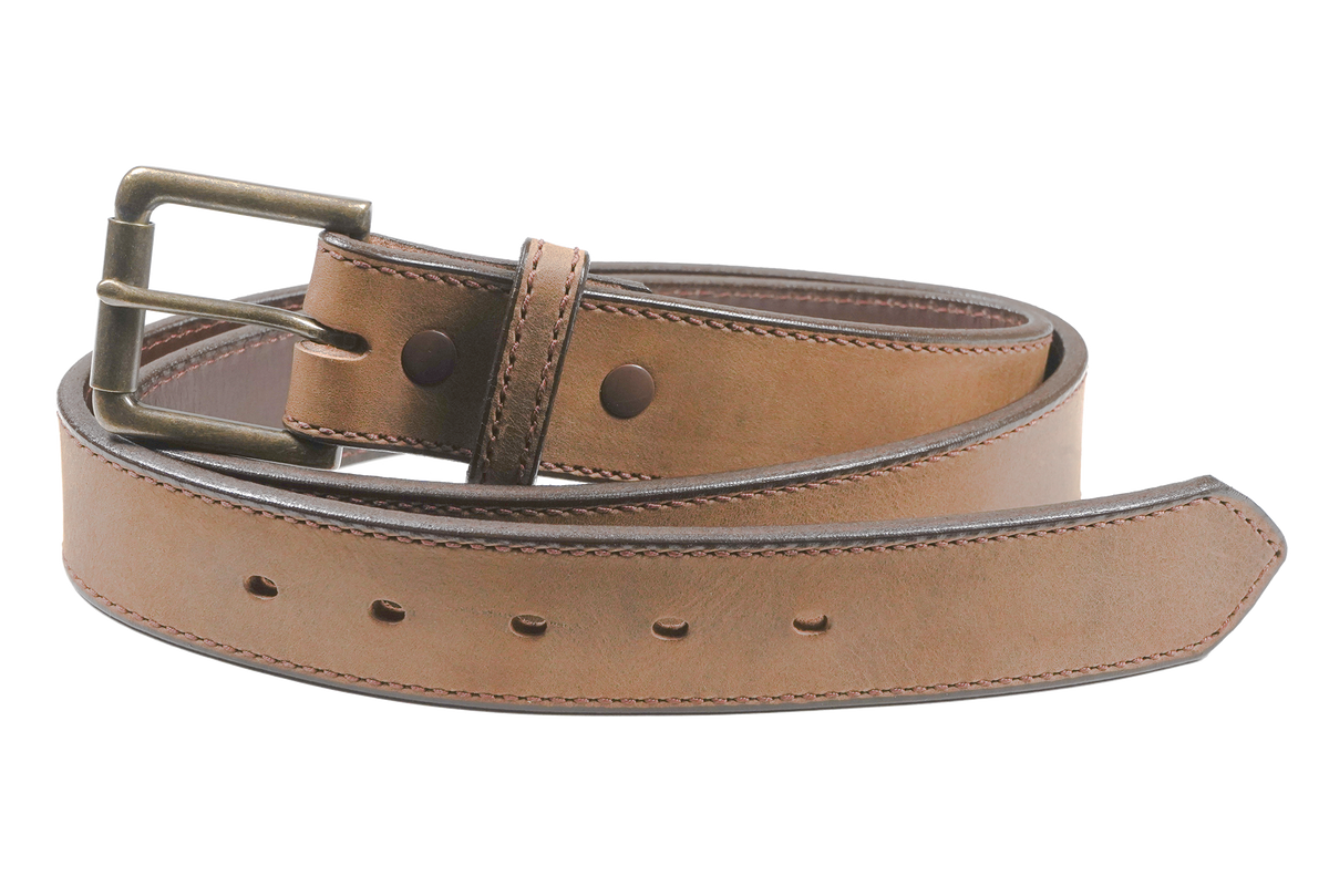 1 1/2" Distressed Stitched Belt — Distressed Brown — YourTack