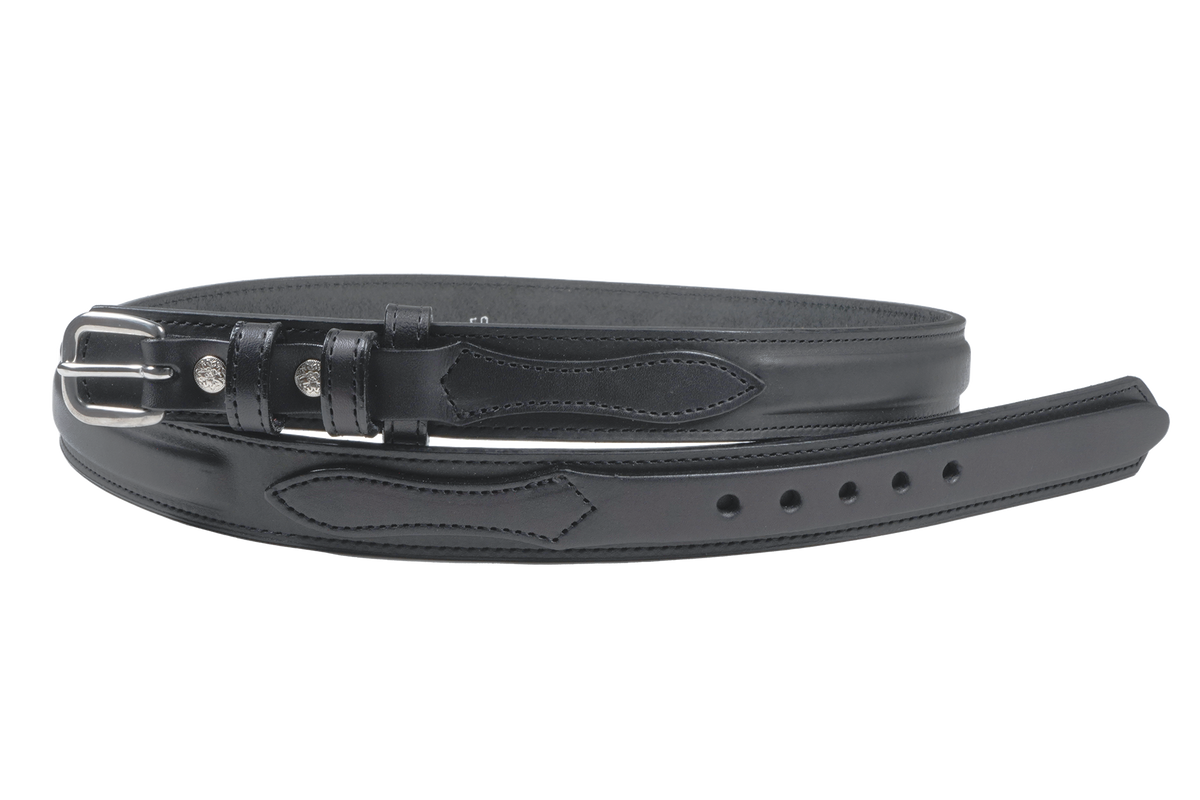 1 1/4" English Bridle Men's Ranger Leather Raised Dress Belt — Black — YourTack
