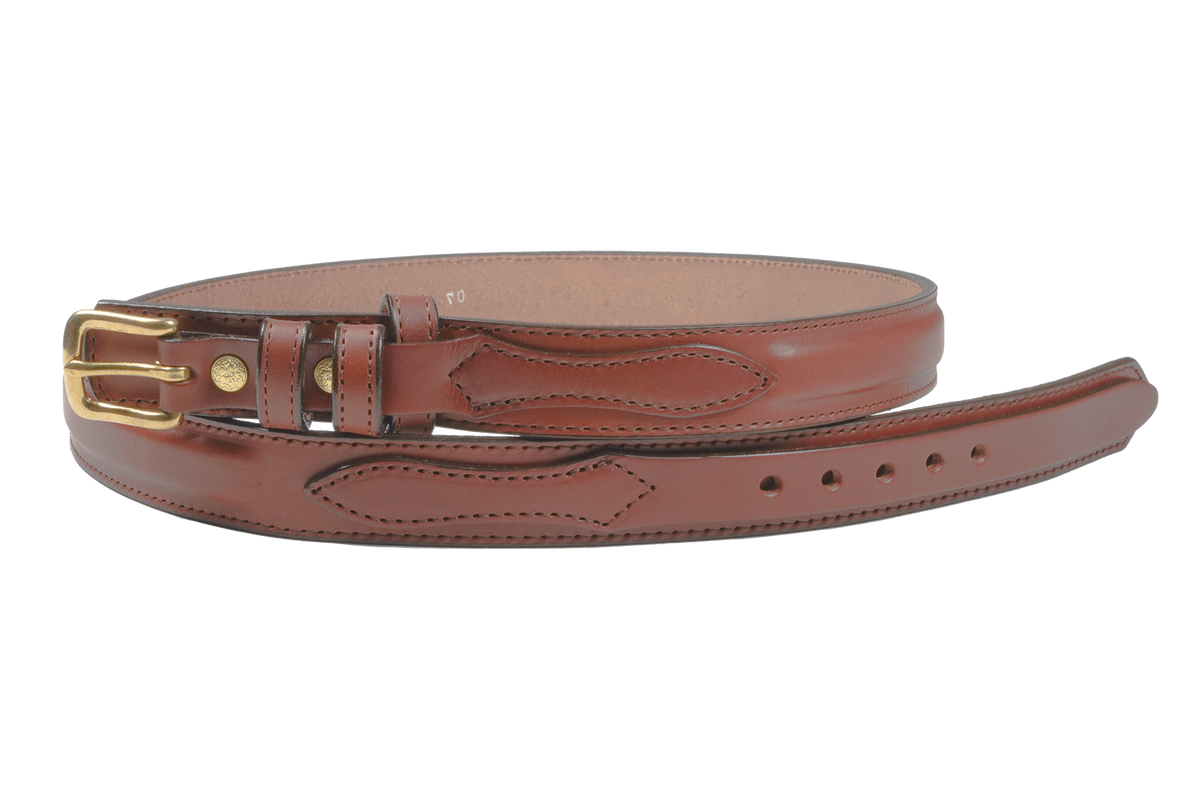 1 1/4" English Bridle Men's Ranger Leather Raised Dress Belt — Medium Brown — YourTack