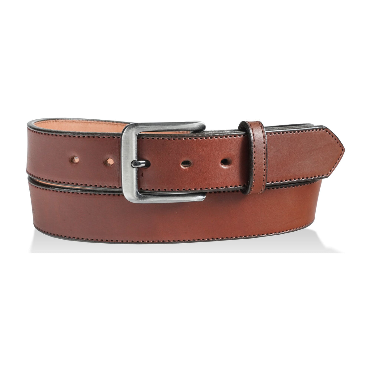 1 1/2" English Bridle Leather Dress Belt - Medium Brown