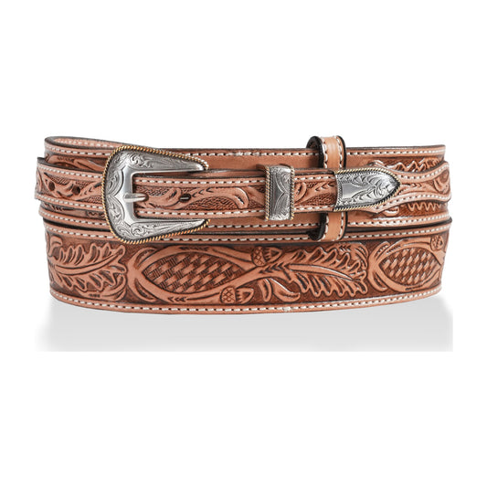 Amarillo — 1.5" Oak Leaf Ranger Belt w/ Concho — Antique Brown — YourTack