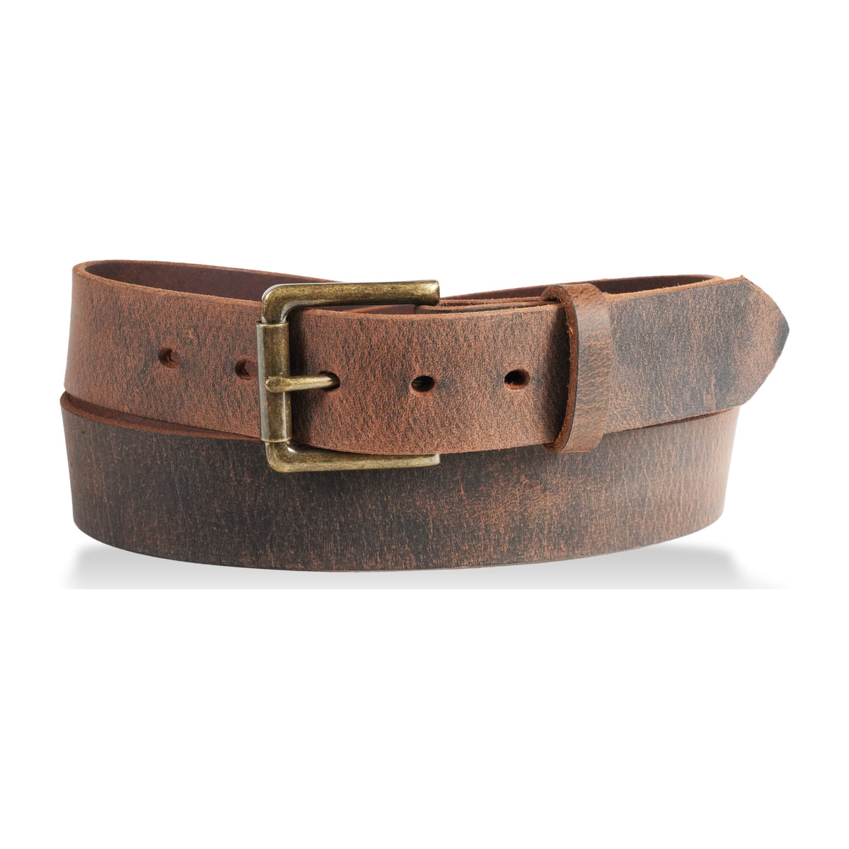 1 1/2" Casual Jean Distressed Leather Belt — Distressed Brown — YourTack