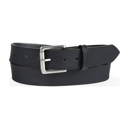 1 1/2" Casual Jean Distressed Leather Belt — Single Stich Black — YourTack