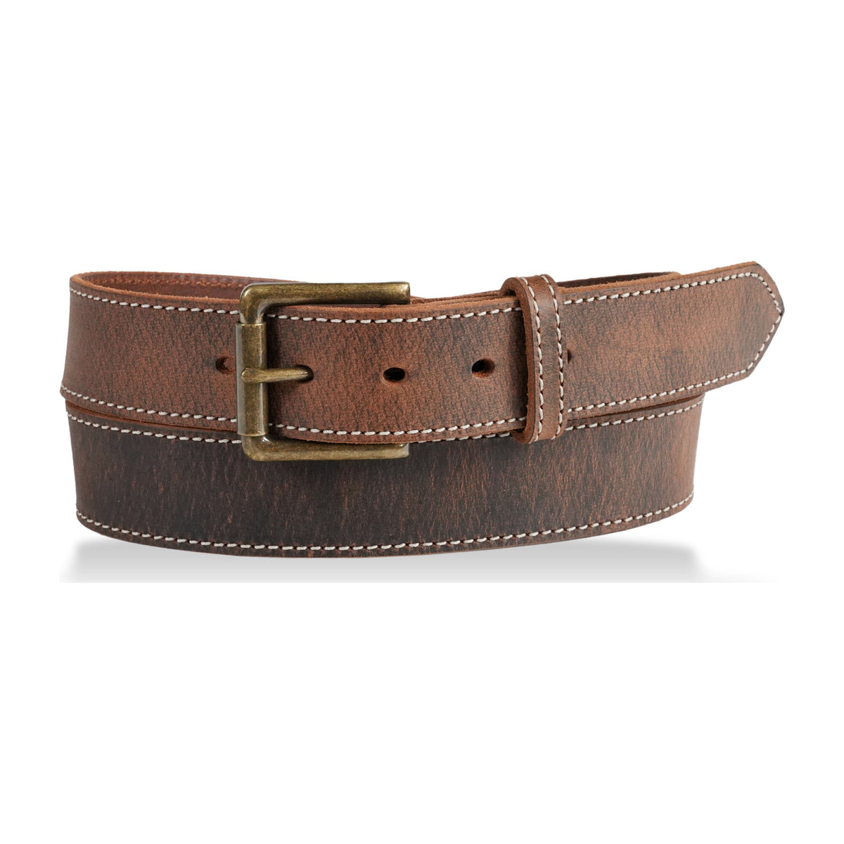 1 1/2" Casual Jean Distressed Leather Belt — Single Stich Brown — YourTack