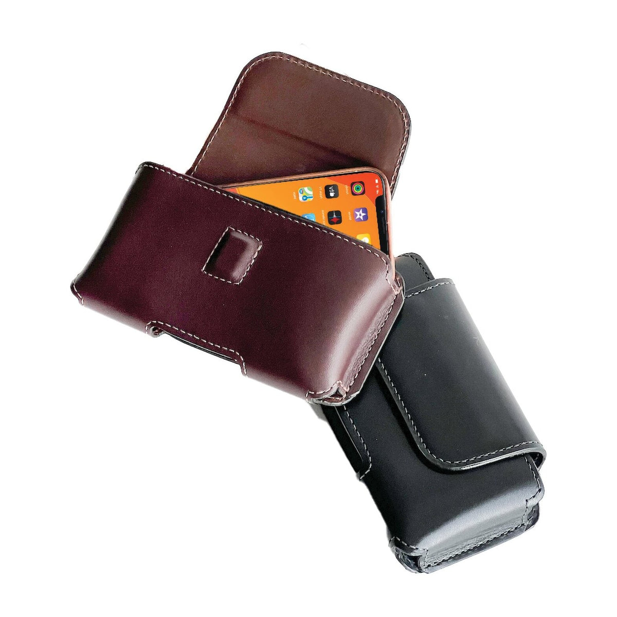 Cell Phone Leather Belt Holster Horizontal Heavy Duty Case