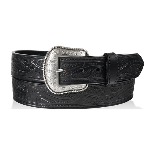 Concho — 1.5" Oak Leaf Western Belt w/ Concho — Black — YourTack
