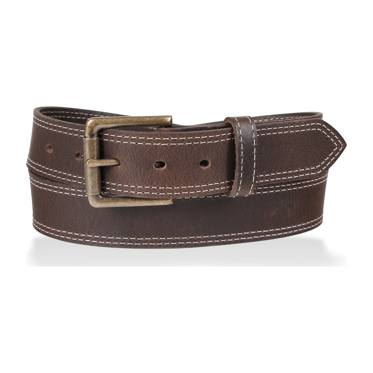Franklin — 1.5" White Double Stitched Work Belt — Dark Brown — YourTack