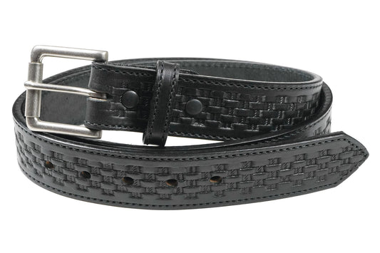 1 1/2" Men's Basketweave Oiled & Waxed Embossed Work Belt - YourTack