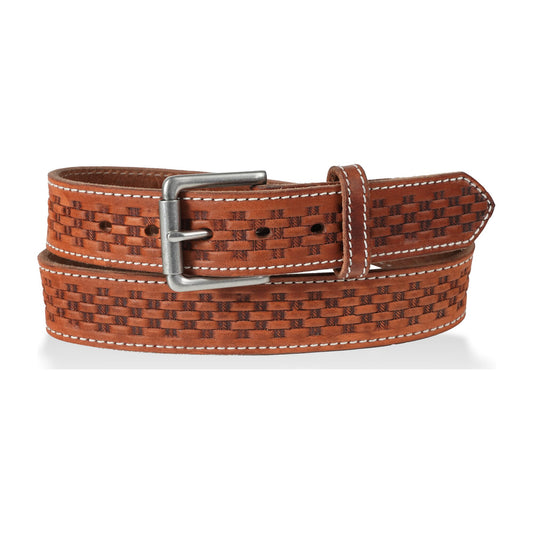 1 1/2" Men's Basketweave Oiled & Waxed Embossed Work Belt — Sedona Hot Dipped — YourTack